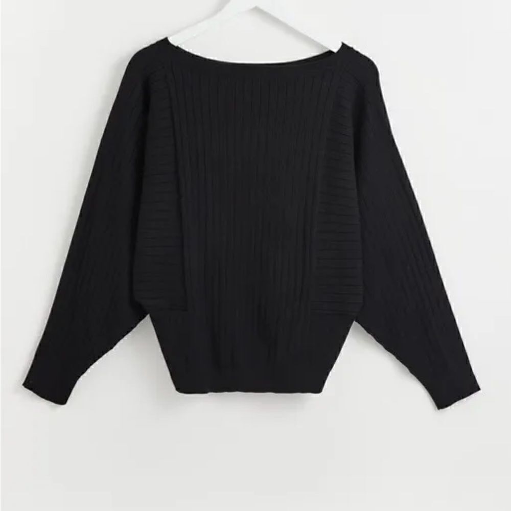 Dreamers by Debut Rib Tunic Sweater Top  3/4 Sleeves off shoulder
